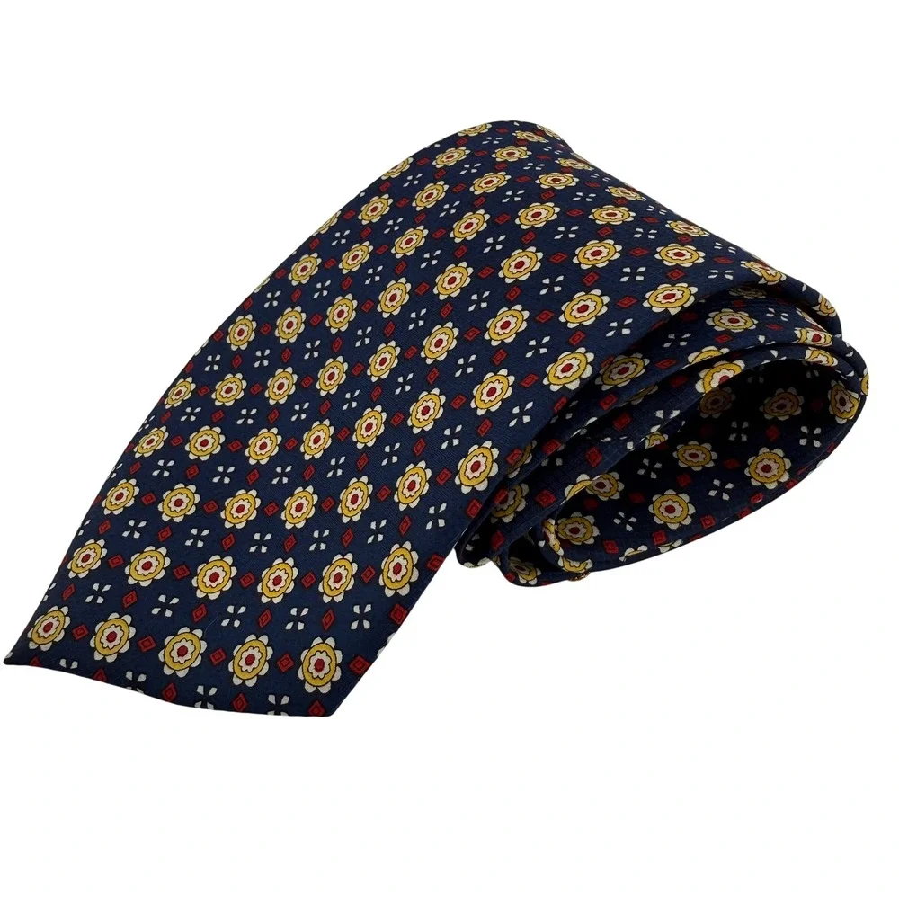 ISADOR HAND MADE Silk Necktie Men's‎ Blue Floral Pattern Business Formal